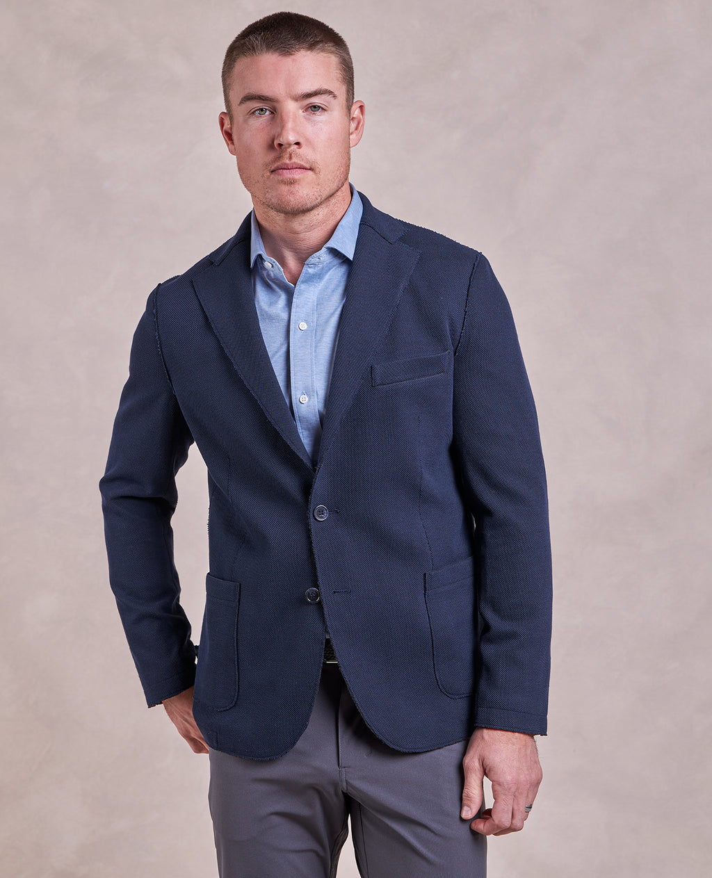 The Luca - Distressed Pique Soft Jacket - Navy